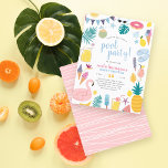 Cute Pool Party Sweet Sixteen Birthday Party Invitation Postcard<br><div class="desc">Save on envelopes with postcard invitations! A pool party design with summer elements: a flamingo float, ice creams, lemonade, coconuts, tropical leaves, shades, doughnuts, flowers, lemons, flip flops, popsicles, pineapples, watermelon, and more! Your party details appear in the centre in modern script typography. These cards reverse to a hand-drawn white...</div>
