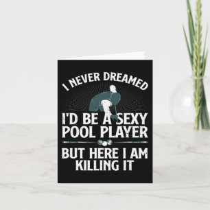 Cute Pool Player Art For Men Women Billiards 8 Bal Card
