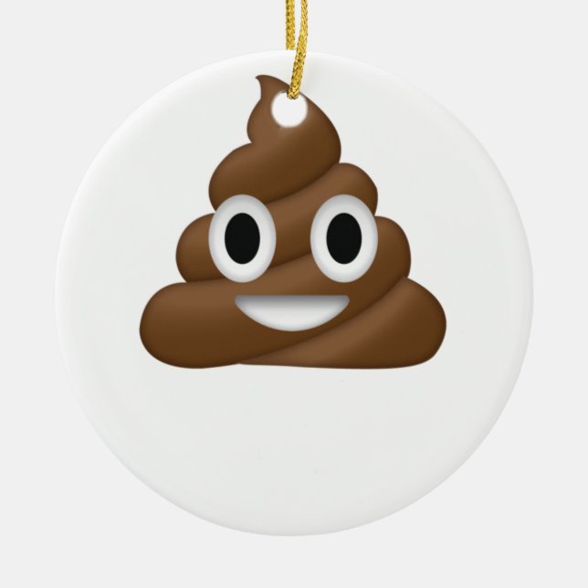 Cute Poop Emoji Ceramic Tree Decoration (Front)