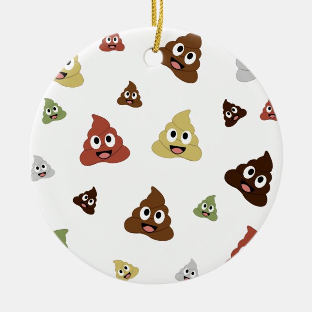 Cute Poop emoji funny gift ideas Ceramic Tree Decoration (Front)