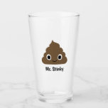 Cute Poop Emoji Personalised Happy Pile of Crap Glass<br><div class="desc">Enjoy a pint of your favourite cold beverage out of this funny poop emoji 16 oz drinking glass. Makes a crappy gift! Visit Jenn's Doodle World for more custom drinkware and novelty gifts.</div>