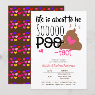 Cute POOP Emoji poofect Baby Shower Girls Funny Invitation