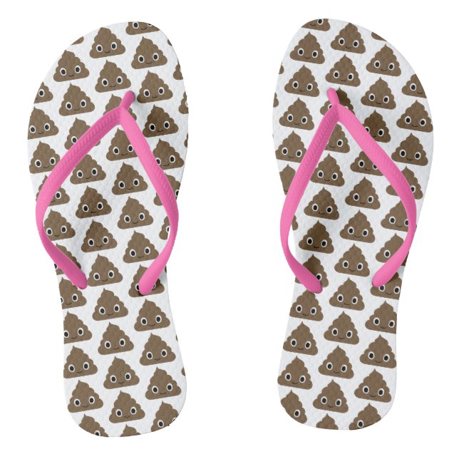 Cute Poop Pattern - Adorable Piles of Doo Doo Flip Flops (Footbed)
