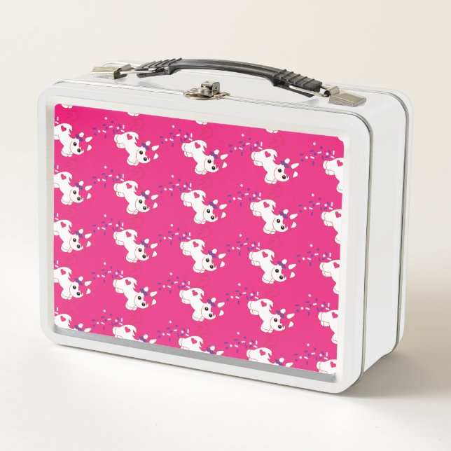 Cute Pooping Girl Unicorn Metal Lunch Box (Front)