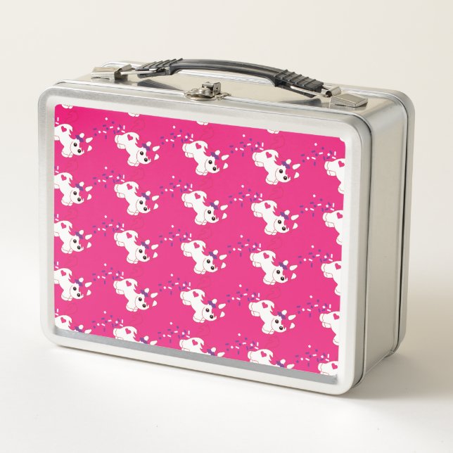 Cute Pooping Girl Unicorn Metal Lunch Box (Front)