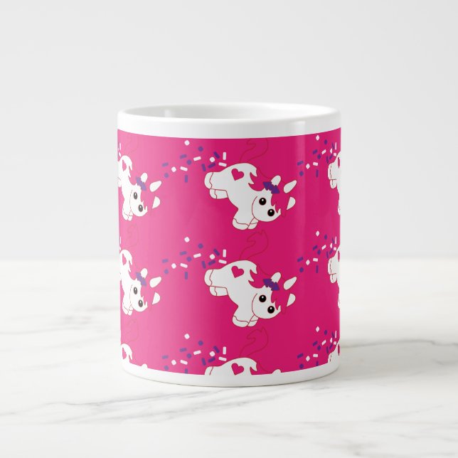 Cute Pooping Pink Unicorn Large Coffee Mug (Front)