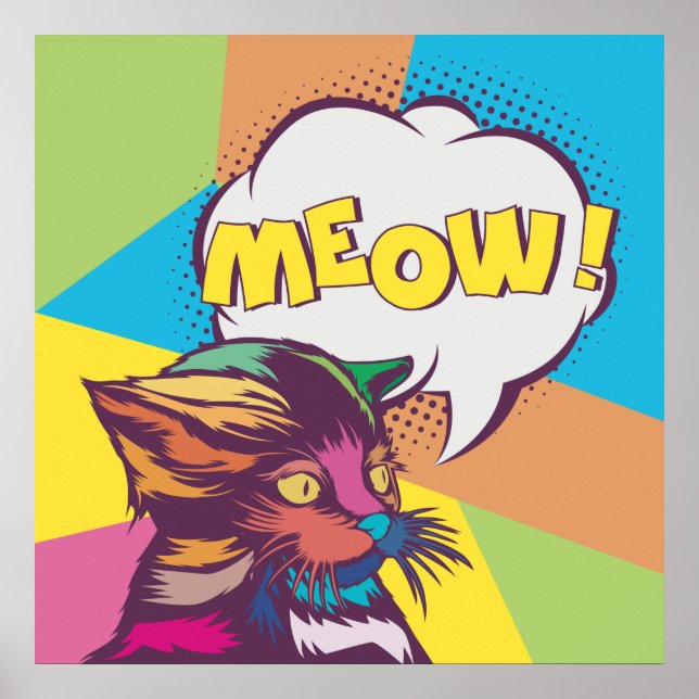 Cute Pop Art Cat Poster (Front)