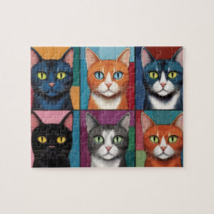 Cute Pop Art Cats Jigsaw Puzzle