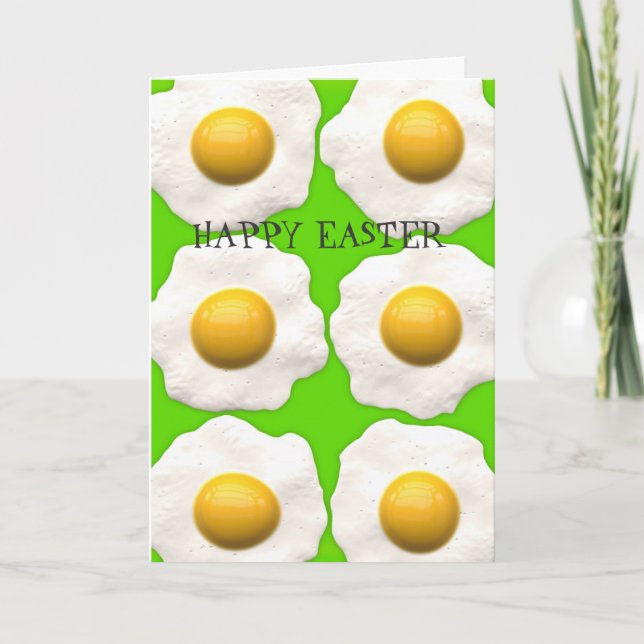 Cute pop art eggs on lime green background holiday card (Front)