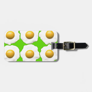 Cute pop art eggs on lime green background luggage tag