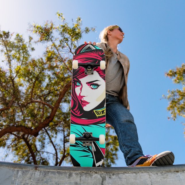 Cute Pop Art Girl Skateboard (Outdoor 1)