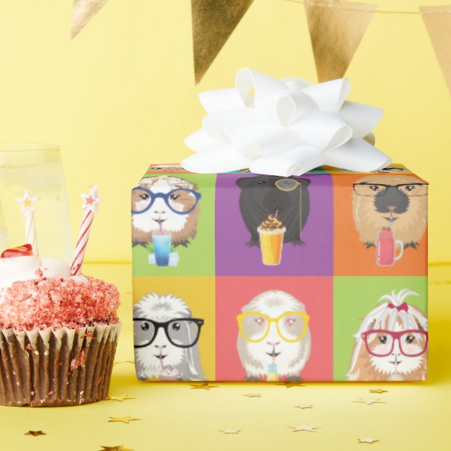 Cute Pop-Art Guinea Pig Wrapping Paper (Birthday Party)