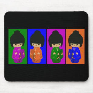 Cute Pop Art Kokeshi Dolls Mouse Mat