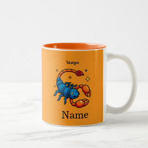 Cute Pop Art Scorpio Zodiac Sign Horoscope Two-Tone Coffee Mug
