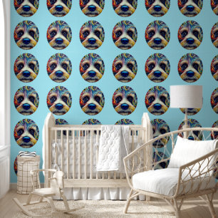 Cute Pop Art Terrier Framed in Blue Wallpaper