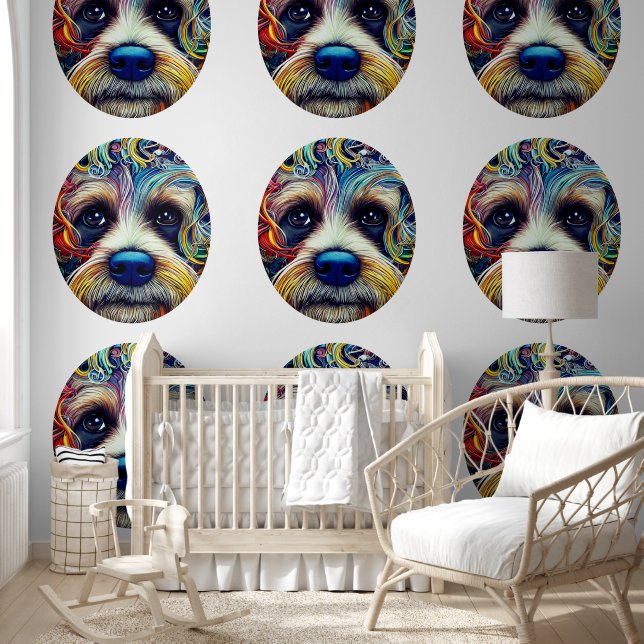 Cute Pop Art Terrier Framed in White Wallpaper (Kids)