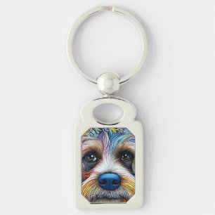 Cute Pop Art Terrier Key Ring