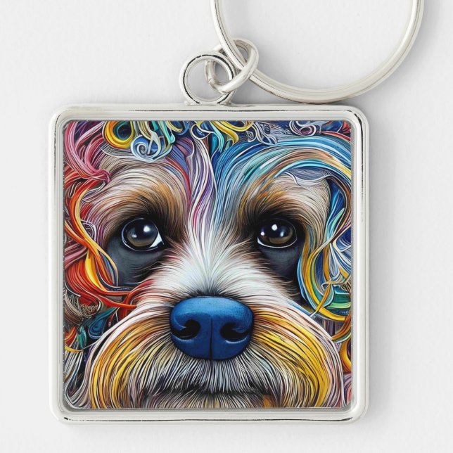 Cute Pop Art Terrier   Key Ring (Front)