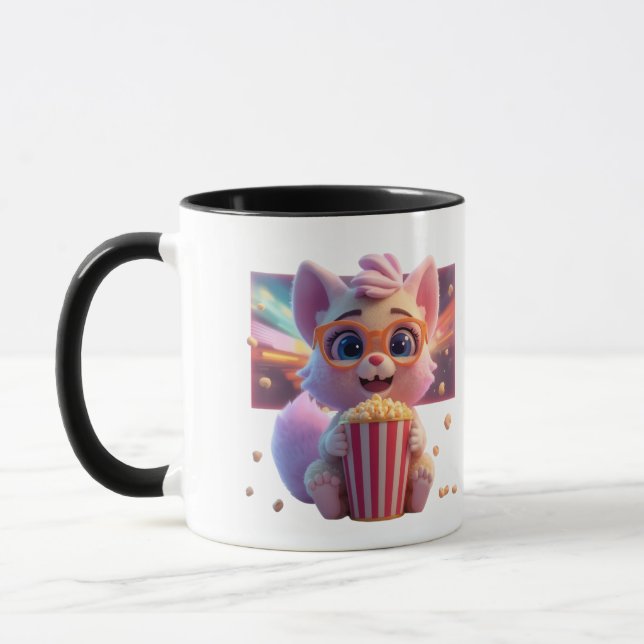 Cute Popcorn Kitty Coffee Mug (Left)