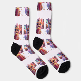 Cute Popcorn Kitty Socks