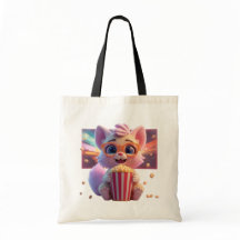 Cute Popcorn Kitty Tote Bag