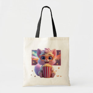 Cute Popcorn Kitty Tote Bag