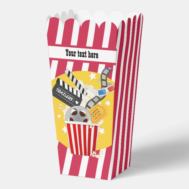 Cute popcorn movie customisable favour box (Back)