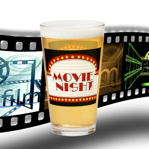 Cute popcorn movie night drinking glass