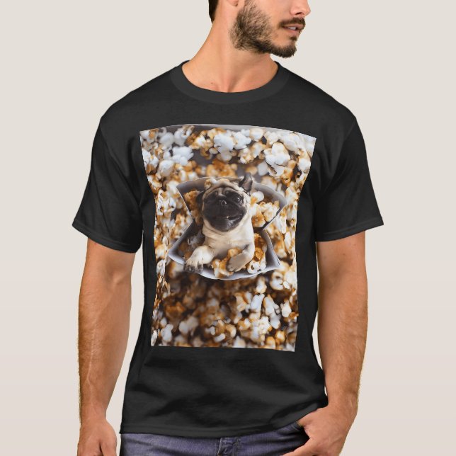 Cute Popcorn Pug T-Shirt (Front)