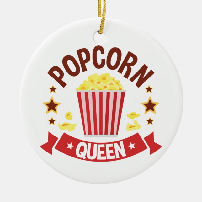 Cute Popcorn Queen Lover Women Girls Ceramic Tree Decoration (Front)