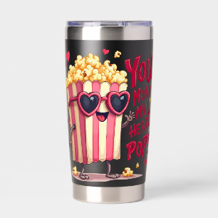 Cute Popcorn Valentine You Make My Heart Pop! Insulated Tumbler