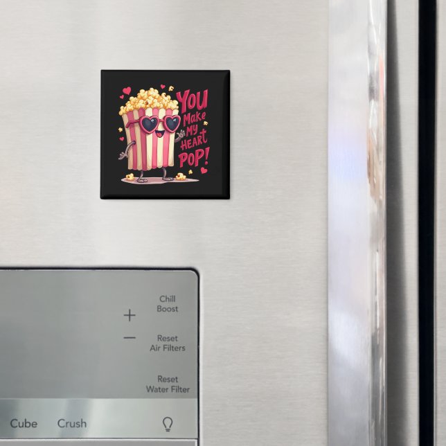 Cute Popcorn Valentine You Make My Heart Pop!  Magnet (In Situ (Fridge))