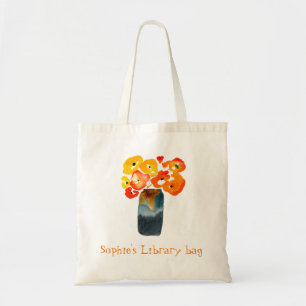 Cute poppies library bag