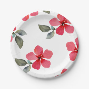 Cute Poppy Red Spring Flowers Floral Bridal Shower Paper Plate