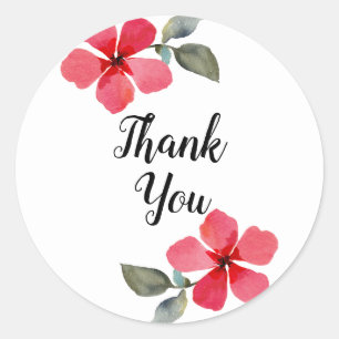 Cute Poppy Red Spring Flowers Floral Party Favour Classic Round Sticker