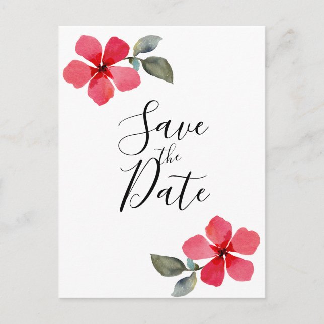 Cute Poppy Red Spring Flowers Floral Save the Date Announcement Postcard (Front)