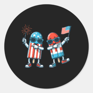 Cute Popsicle American Flag 4th Of July Patriotic Classic Round Sticker