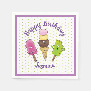 Cute popsicle and icecream cartoon illustration napkin