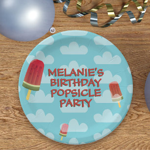 Cute Popsicle Kids Summer Birthday Paper Plates