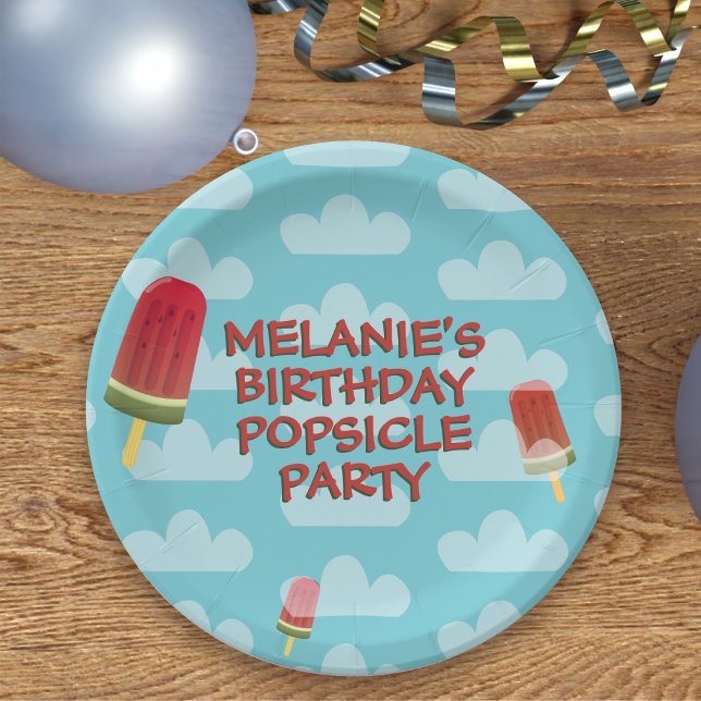 Cute Popsicle Kids Summer Birthday Paper Plates (🍧🍉🧁 Perfect for summer parties! Just add your name 🍧🍉🧁 )