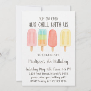 Cute Popsicle Summer Party for Kids Invitation