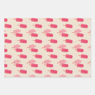 Cute Popsicle Wrapping Paper Flat Sheet Set of 3