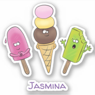 Cute popsicles and icecream cartoon illustration