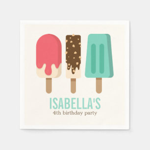 Cute Popsicles Birthday Party Napkin