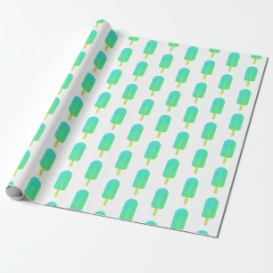 Cute Popsicles Pattern Green/Turquoise Ombre  Wrapping Paper