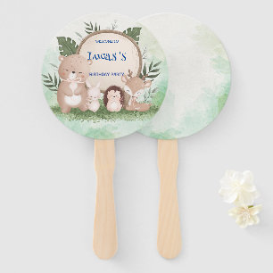 Cute porcupine Bear birthday jungle Birthday party Hand Fan