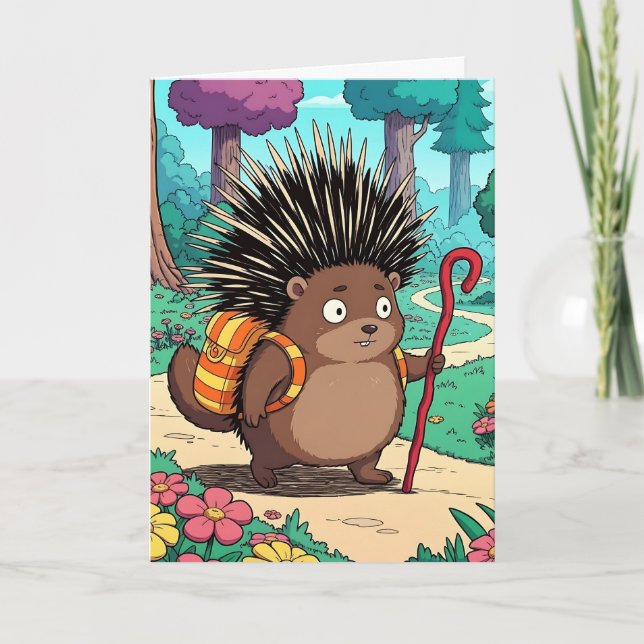 Cute Porcupine Nephew's Birthday Card (Front)