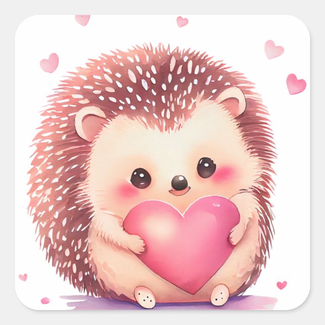 Cute Porcupine Valentine Square Sticker (Front)