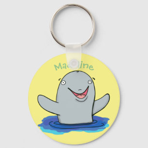 Cute porpoise happy cartoon key ring
