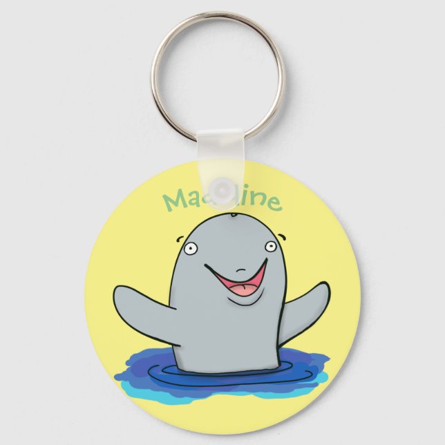 Cute porpoise happy cartoon key ring (Front)
